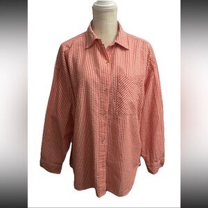 MARINE LAYER Gracey Oversized Seersucker LS Shirt Women Sz Large Stripe EUC!